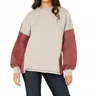 Wanakome Honor Color Block Long Sleeve Shirt In Grey In Multi