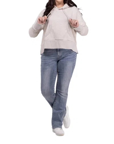 Wanakome Layna Front Pouch Pocket Cropped Hoodie In Heather Oatmeal In Beige