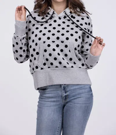 Wanakome Mimi Velvet Polka Dot Hoodie In Grey