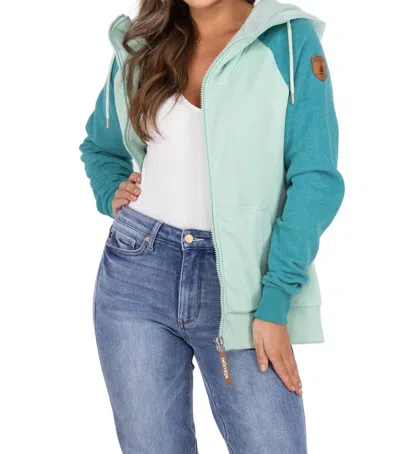 Wanakome Tori Two Tone Zip Up Hoodie In Lake/lichen In Multi