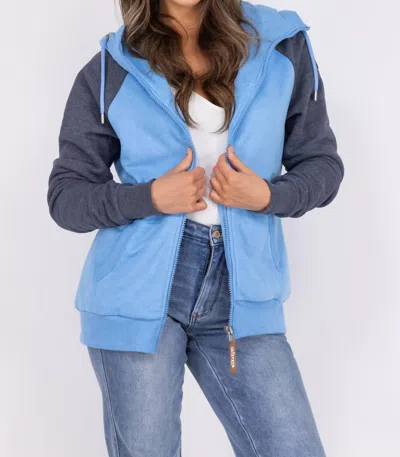 Wanakome Tori Two Tone Zip Up Hoodie In Navy/sapphire In Multi