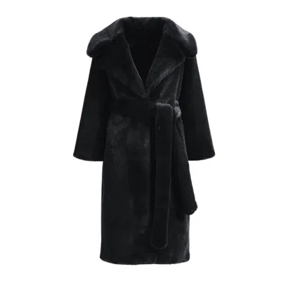 Wanan Touch Alpaca And Wool Faux Fur Coat Black