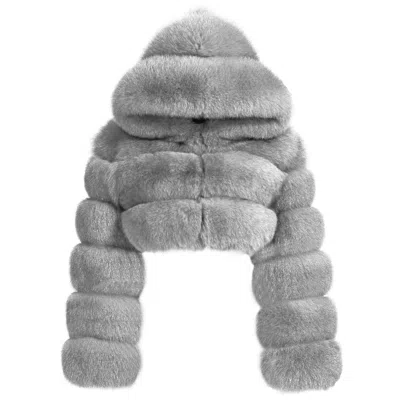 Wanan Touch Amira Grey Fox Fur Jacket In Gray