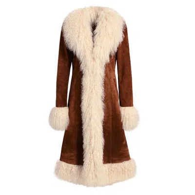 Wanan Touch Billy Coat Brown With Lamb Fur In Red