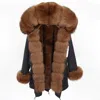 Wanan Touch Black Parka With Brown Fox Fur