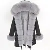 Wanan Touch Black Parka With Grey Fox Fur