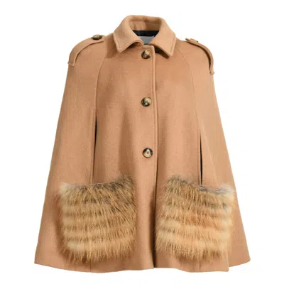 Wanan Touch Blair Poncho Jacket In Camel Cashmere Blend