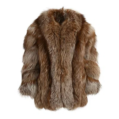 Wanan Touch Camilla Brown Jacket In Fox Fur