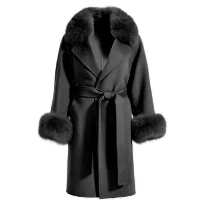 Wanan Touch Chiara Black Cashmere Blend Coat In Gray