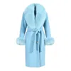 Wanan Touch Coat Chic Light Blue Mixed Cashmere