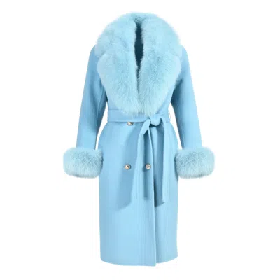 Wanan Touch Coat Chic Light Blue Mixed Cashmere