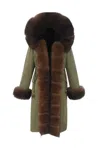 Wanan Touch Doler Dark Green Parka With Brown Fox Fur