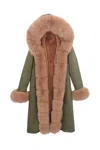 Wanan Touch Doler Green Parka With Brown Fox Fur