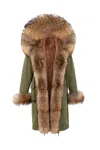 Wanan Touch Doler Green Parka With Racoon Fur