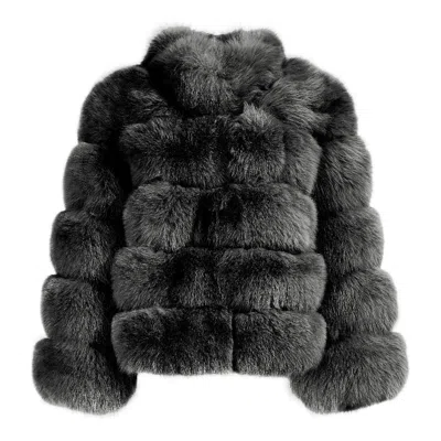 Wanan Touch Enry Black Fox Fur Jacket In Gray