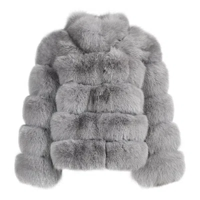 Wanan Touch Enry Grey Fox Fur Jacket In Gray