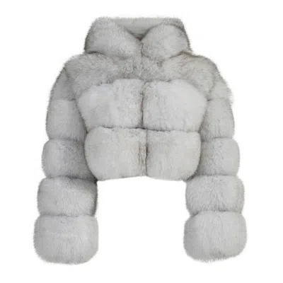 Wanan Touch Giusy Natural White Fox Fur Jacket In Gray