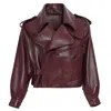 Wanan Touch Ilaria Jacket In Wine Red Lambskin Leather