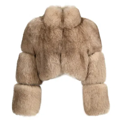 Wanan Touch Jacket Purse In Natural Beige Fox Fur
