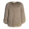 Wanan Touch Lovley Beige Coat In Lambskin Fur