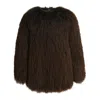 Wanan Touch Lovley Brown Coat In Lambskin Fur