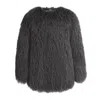 Wanan Touch Lovley Grey Coat In Lambskin Fur