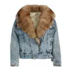 Wanan Touch Mango Jacket In Jeans With Fur In Without Hood