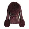 Wanan Touch Pegghy Leather And Fur Jacket Burgundy
