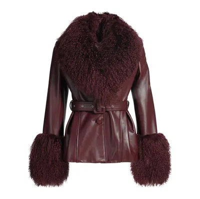 Wanan Touch Pegghy Leather And Fur Jacket Burgundy