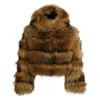Wanan Touch Raton Brown Jacket In Raccoon Fur