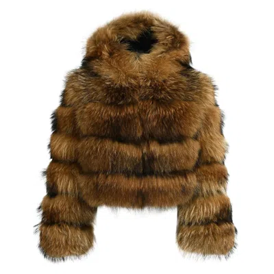 Wanan Touch Raton Brown Jacket In Raccoon Fur