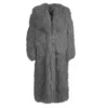 Wanan Touch Rouselin Gray Coat In Lambskin Fur