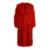 Wanan Touch Rouselin Red Coat In Lambskin Fur