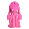 Wanan Touch Sac Coat In Leather Fuchsia
