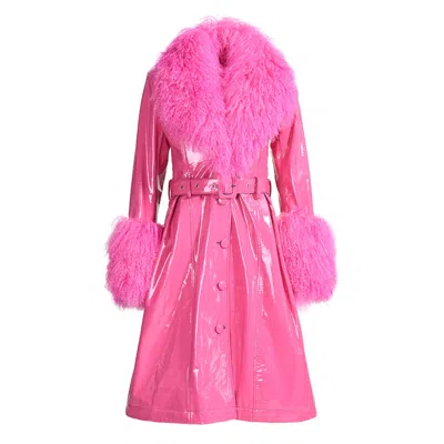 Wanan Touch Sac Coat In Leather Fuchsia