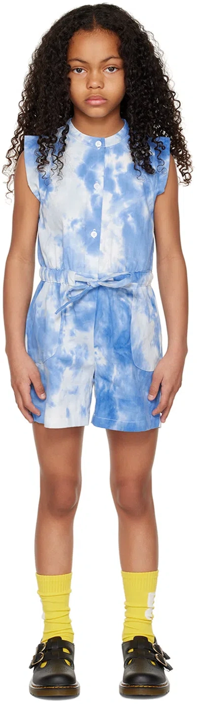 Wander & Wonder Kids Blue Summer Romper In Sky Tie Dye
