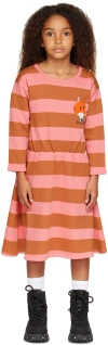 Wander & Wonder Kids Pink & Brown Helmi Dress In Punch Stripe