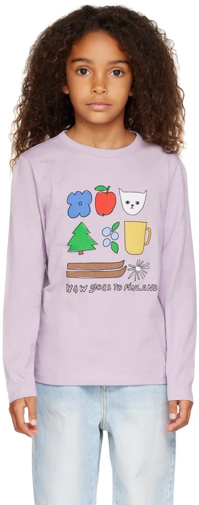 Wander & Wonder Kids Purple Objects Long Sleeve T-shirt In Mauve