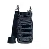 Wanderfull Unisex Glossy Hydrobag With Solid Strap In Black Glossy/ Black Strap In Multi