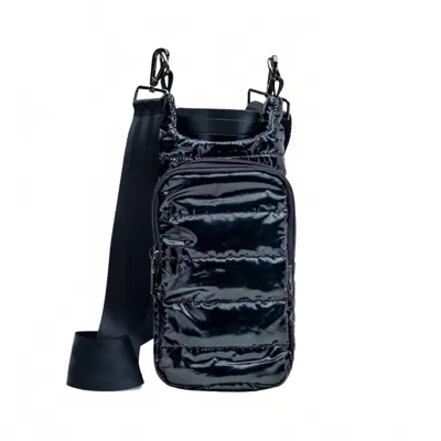 Wanderfull Unisex Glossy Hydrobag With Solid Strap In Black Glossy/ Black Strap In Multi
