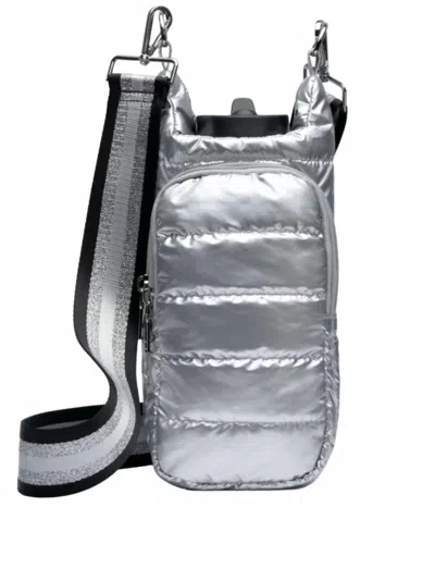 Wanderfull Unisex Shiny Hydrobag With Striped In Silver Shiny/ Striped Strap In Multi