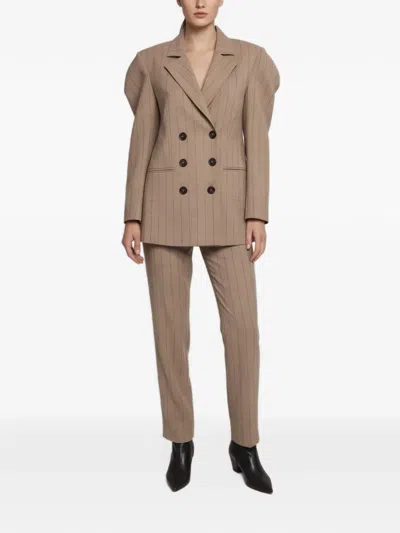 Pre-owned Wandering Pinstripe-pattern Double-breasted Suit In Neutrals