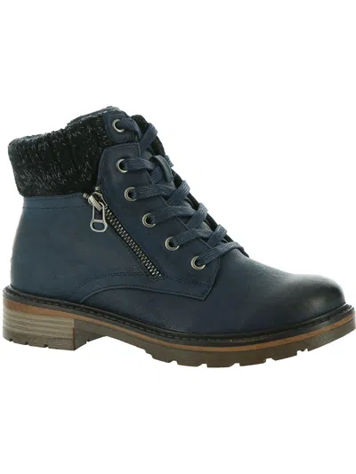 Wanderlust Amy Womens Faux Leather Knit Winter Boots In Blue