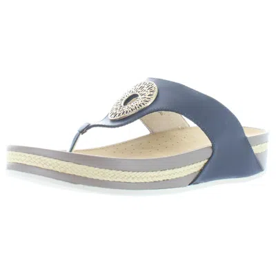 Wanderlust Bessy Womens Embellished Espadrille Wedge Sandals In Blue
