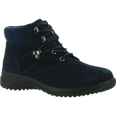 Wanderlust Boston Womens Lace-up Booties In Blue