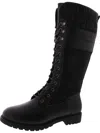 Wanderlust Lucy Womens Leather Lace-up Knee-high Boots In Black