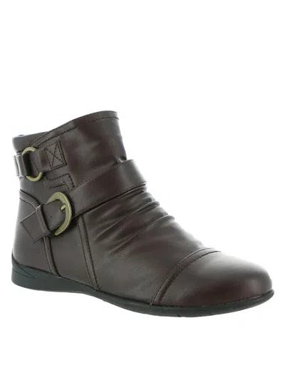 Wanderlust Mandy Womens Faux Leather Flats Ankle Boots In Brown