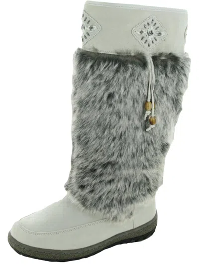 Wanderlust Nika Womens Suede Cold Weather Winter Boots In White