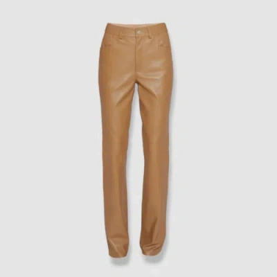 Pre-owned Wandler $1460  Women's Beige "aster" High-rise Boot-cut Leather Pants Size S