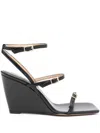 Wandler 95mm Wedge Leather Sandals In Black